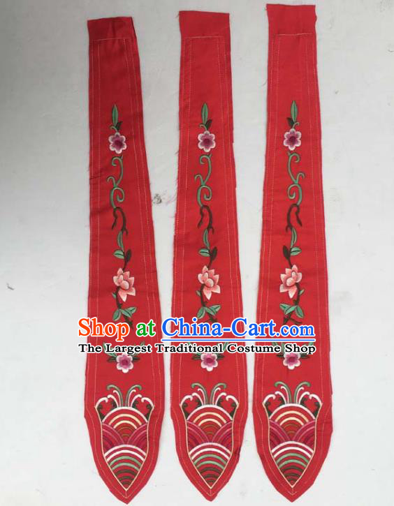 Chinese Traditional Embroidered Flowers Red Streamer Patch Decoration Embroidery Applique Craft Embroidered Rabbion Accessories