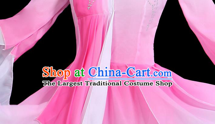 Traditional Chinese Fan Dance Costumes Stage Show Classical Dance Garment Umbrella Dance Pink Blouse and Pants for Women