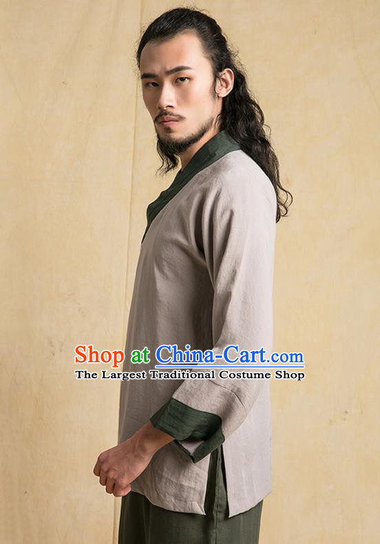 Top Grade Chinese Tai Chi Competition Uniforms Kung Fu Martial Arts Training Costume Shaolin Gongfu Brown Flax Blouse and Pants for Men