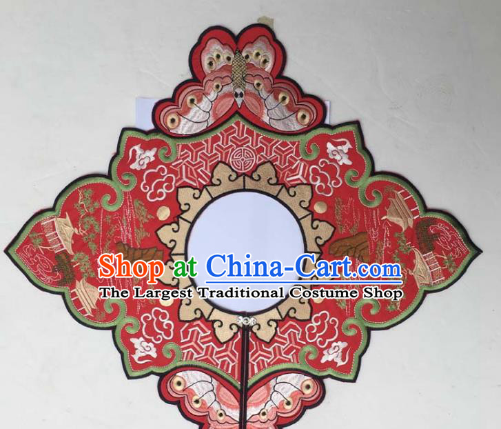 Chinese Traditional Embroidered Butterfly Red Collar Patch Decoration Embroidery Applique Craft Embroidered Shoulder Accessories