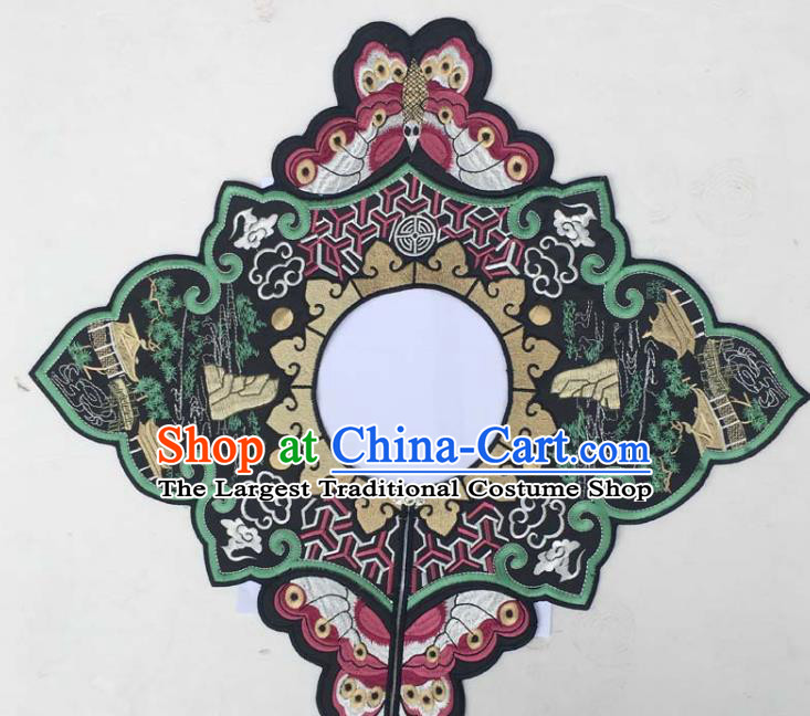 Chinese Traditional Embroidered Butterfly Black Collar Patch Decoration Embroidery Applique Craft Embroidered Shoulder Accessories