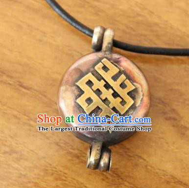 Chinese Traditional Tibetan Nationality Copper Jewelry Decoration Zang Ethnic Necklace Pendant Accessories for Women