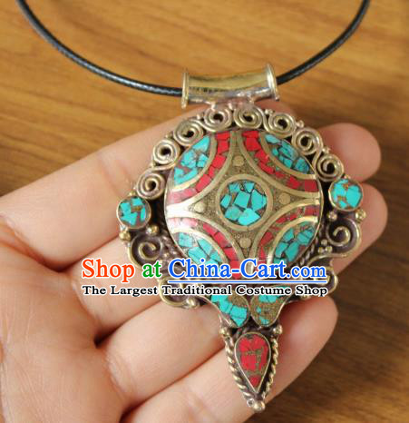 Chinese Traditional Tibetan Nationality Necklet Pendant Decoration Zang Ethnic Handmade Necklace Jewelry Accessories for Women