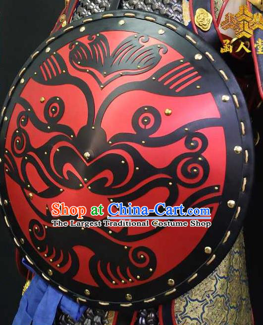 Traditional Chinese Ming Dynasty Infantry Wood Shield Ancient Warrior Soldier Beast Pattern Protect Accessories for Men