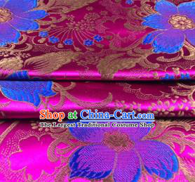 Asian Chinese Traditional Flowers Pattern Design Rosy Brocade Silk Fabric Cheongsam Tapestry Satin Material DIY Damask