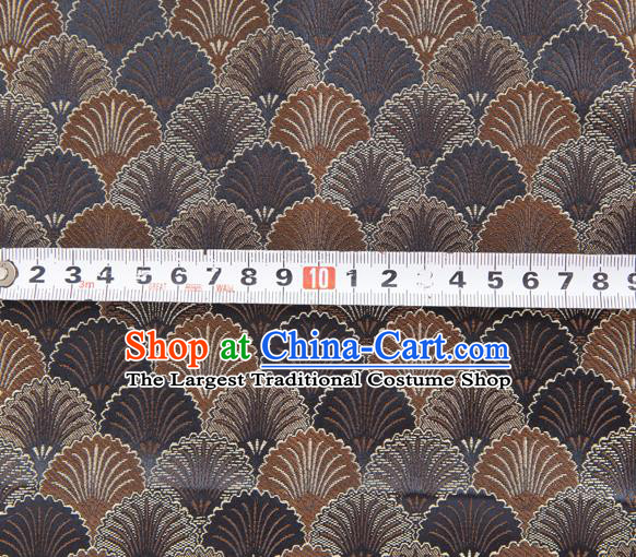 Asian Chinese Traditional Scales Pattern Design Brown Brocade Silk Fabric Tapestry Material DIY Mongolian Robe Satin Damask