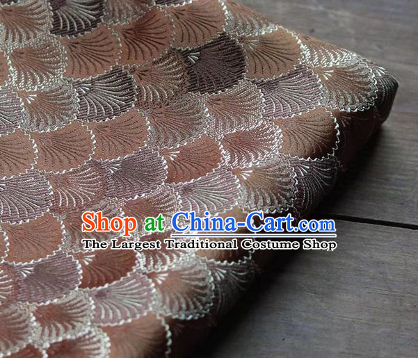 Asian Chinese Traditional Scales Pattern Design Brown Brocade Silk Fabric Tapestry Material DIY Mongolian Robe Satin Damask