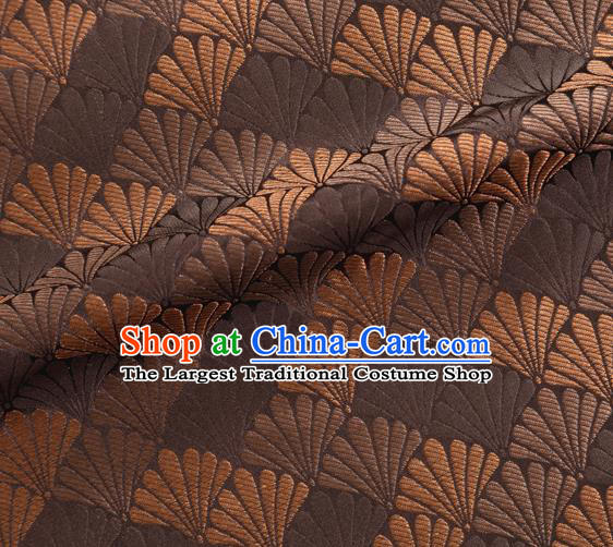 Chinese Traditional Shell Pattern Design Brown Brocade Silk Fabric Tapestry Material Asian DIY Hanfu Dress Satin Damask