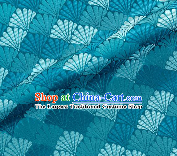 Chinese Traditional Shell Pattern Design Blue Brocade Silk Fabric Tapestry Material Asian DIY Hanfu Dress Satin Damask