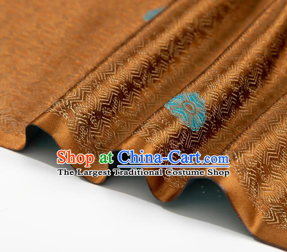 Chinese Traditional Classical Pattern Design Brown Brocade Silk Fabric Tapestry Material Asian DIY Tibetan Robe Satin Damask