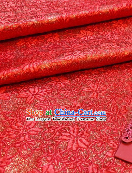 Asian Chinese Traditional Pattern Design Red Brocade Silk Fabric Tang Suit Tapestry Satin Material DIY Cheongsam Damask