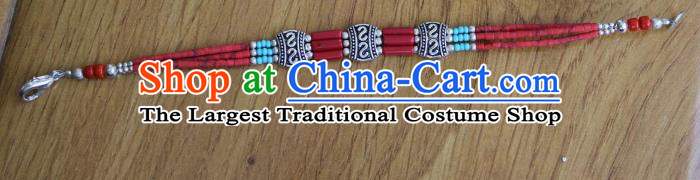 Chinese Traditional Tibetan Nationality Silver Carving Bracelet Jewelry Accessories Decoration Handmade Zang Ethnic Bangle for Women