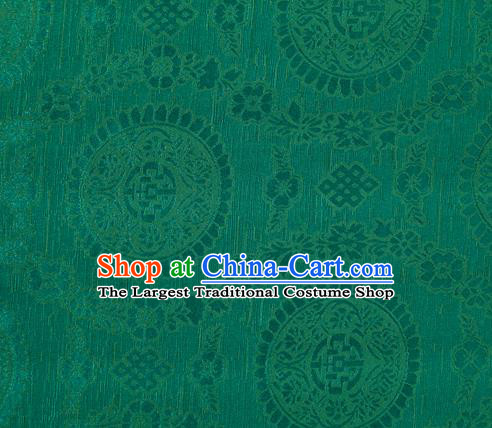 Chinese Classical Lucky Pattern Design Green Brocade Silk Fabric Tapestry Material Asian Traditional DIY Tibetan Robe Satin Damask