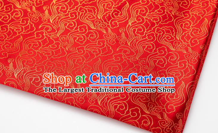 Chinese Classical Clouds Pattern Design Red Brocade Silk Fabric Tapestry Material Asian Traditional DIY Tang Suit Satin Damask
