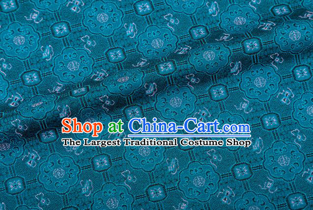 Chinese Classical Bats Pattern Design Teal Song Brocade Silk Fabric Tapestry Material Asian Traditional DIY Cheongsam Dress Satin Damask