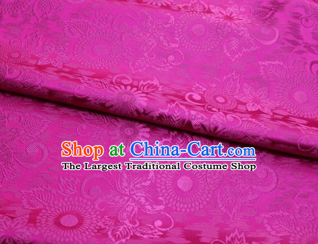 Chinese Classical Sunflowers Pattern Design Rosy Brocade Silk Fabric Tapestry Material Asian Traditional DIY Mongolian Clothing Satin Damask