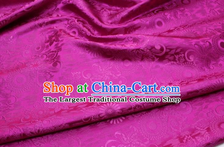 Chinese Classical Sunflowers Pattern Design Rosy Brocade Silk Fabric Tapestry Material Asian Traditional DIY Mongolian Clothing Satin Damask