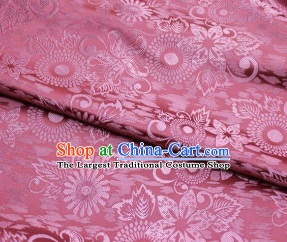 Chinese Classical Sunflowers Pattern Design Deep Pink Brocade Silk Fabric Tapestry Material Asian Traditional DIY Mongolian Clothing Satin Damask