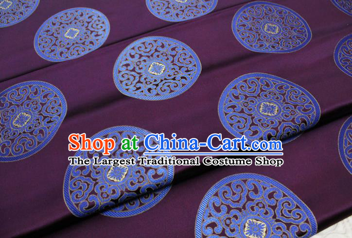 Chinese Tang Suit Classical Round Pattern Design Wine Red Brocade Asian Traditional Tapestry Material DIY Satin Damask Mongolian Robe Silk Fabric