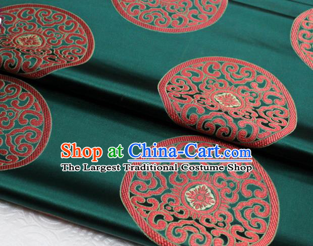 Chinese Tang Suit Classical Round Pattern Design Green Brocade Asian Traditional Tapestry Material DIY Satin Damask Mongolian Robe Silk Fabric