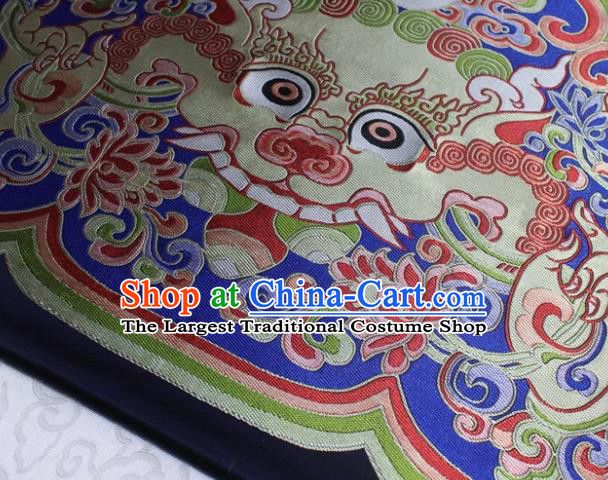 Chinese Buddhism Classical Dragon Pattern Design Black Brocade Asian Traditional Tapestry Material DIY Satin Damask Tibetan Silk Fabric