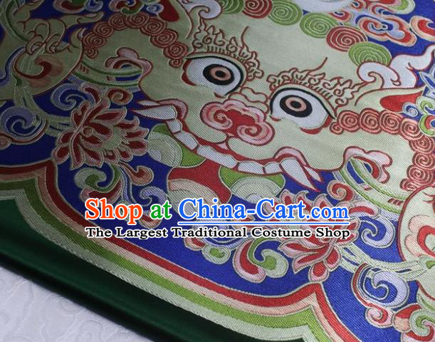 Chinese Buddhism Classical Dragon Pattern Design Atrovirens Brocade Asian Traditional Tapestry Material DIY Satin Damask Tibetan Silk Fabric