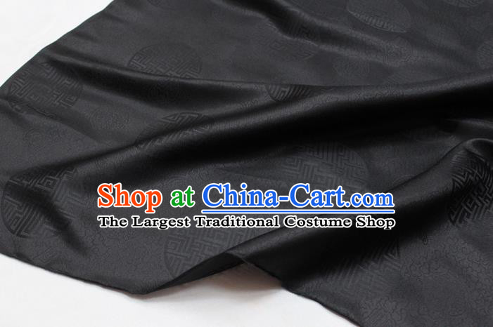 Chinese Classical Pattern Design Black Brocade Asian Traditional Tapestry Mongolian Robe Material DIY Satin Damask Silk Fabric