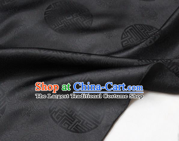 Chinese Classical Pattern Design Black Brocade Asian Traditional Tapestry Mongolian Robe Material DIY Satin Damask Silk Fabric