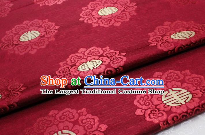 Chinese Mongolian Robe Classical Pattern Design Red Brocade Asian Traditional Tapestry Material DIY Satin Damask Drama Silk Fabric