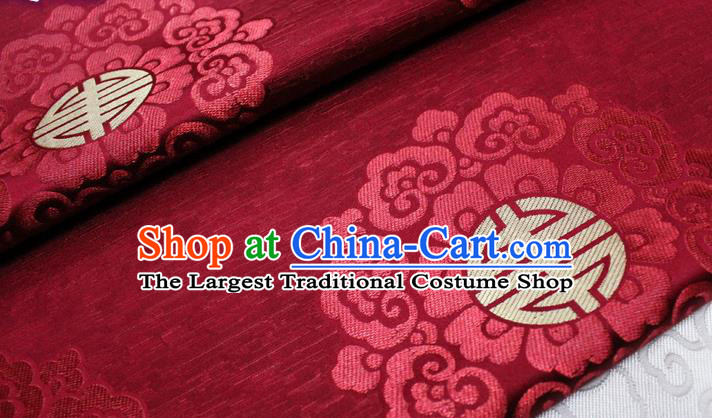 Chinese Mongolian Robe Classical Pattern Design Red Brocade Asian Traditional Tapestry Material DIY Satin Damask Drama Silk Fabric