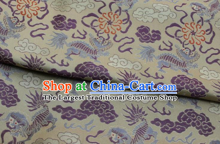 Chinese Classical Cloud Dragons Pattern Design Brocade Silk Fabric Satin Damask Asian Traditional DIY Mongolian Robe Tapestry Material