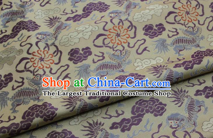 Chinese Classical Cloud Dragons Pattern Design Brocade Silk Fabric Satin Damask Asian Traditional DIY Mongolian Robe Tapestry Material