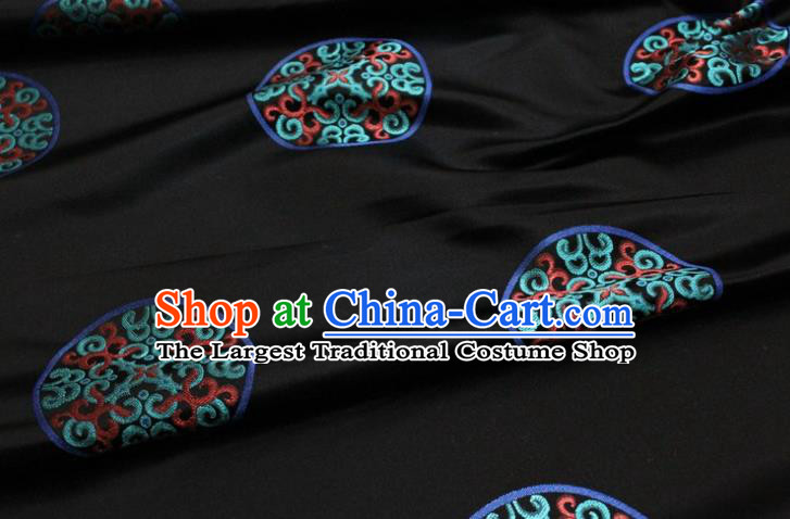 Chinese Classical Round Dragons Pattern Design Black Brocade Silk Fabric DIY Satin Damask Asian Traditional Mongolian Robe Tapestry Material