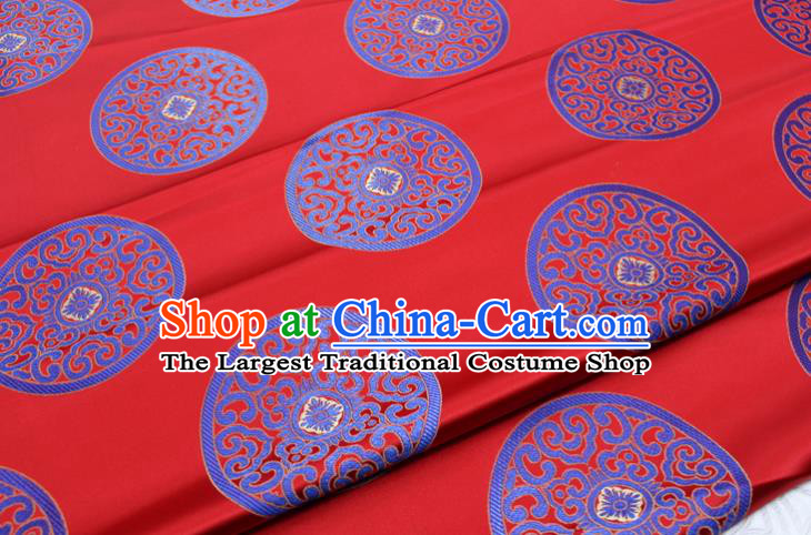 Chinese Tang Suit Classical Round Pattern Design Red Brocade Asian Traditional Tapestry Material DIY Satin Damask Mongolian Robe Silk Fabric