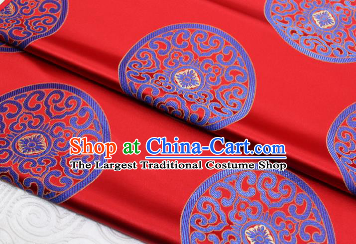 Chinese Tang Suit Classical Round Pattern Design Red Brocade Asian Traditional Tapestry Material DIY Satin Damask Mongolian Robe Silk Fabric