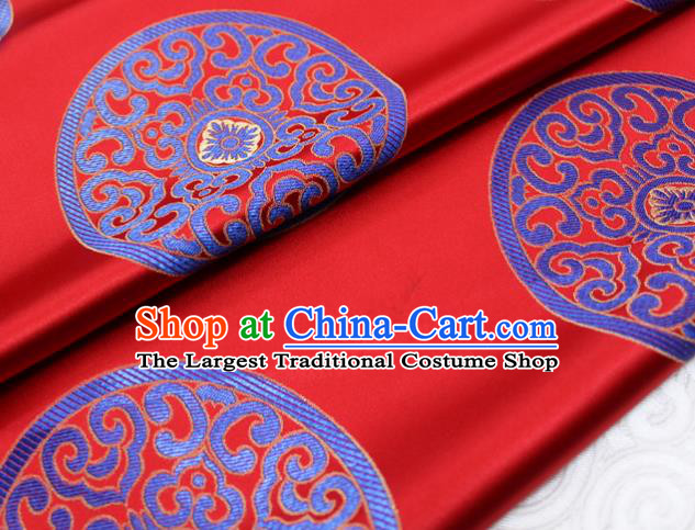 Chinese Tang Suit Classical Round Pattern Design Red Brocade Asian Traditional Tapestry Material DIY Satin Damask Mongolian Robe Silk Fabric