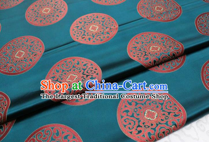 Chinese Tang Suit Classical Round Pattern Design Teal Brocade Asian Traditional Tapestry Material DIY Satin Damask Mongolian Robe Silk Fabric