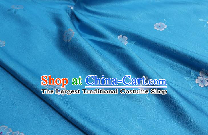 Chinese Classical Blossom Pattern Design Blue Brocade Silk Fabric DIY Satin Damask Asian Traditional Qipao Dress Tapestry Material