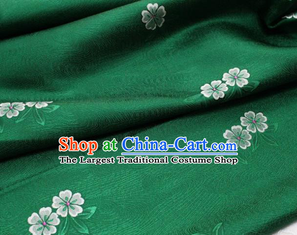 Chinese Classical Blossom Pattern Design Green Brocade Silk Fabric DIY Satin Damask Asian Traditional Qipao Dress Tapestry Material