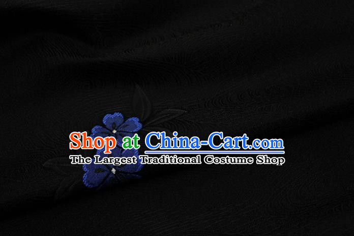 Chinese Classical Blossom Pattern Design Black Brocade Silk Fabric DIY Satin Damask Asian Traditional Qipao Dress Tapestry Material