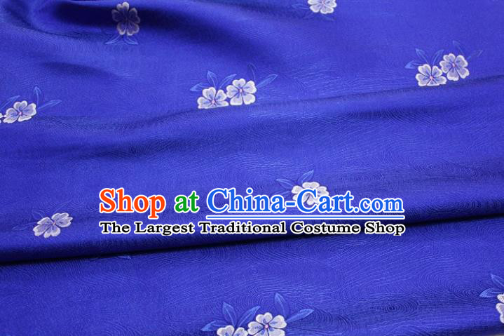 Chinese Classical Blossom Pattern Design Royalblue Brocade Silk Fabric DIY Satin Damask Asian Traditional Qipao Dress Tapestry Material