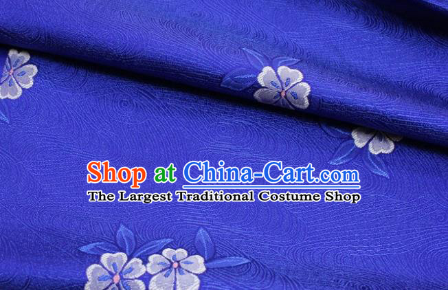 Chinese Classical Blossom Pattern Design Royalblue Brocade Silk Fabric DIY Satin Damask Asian Traditional Qipao Dress Tapestry Material