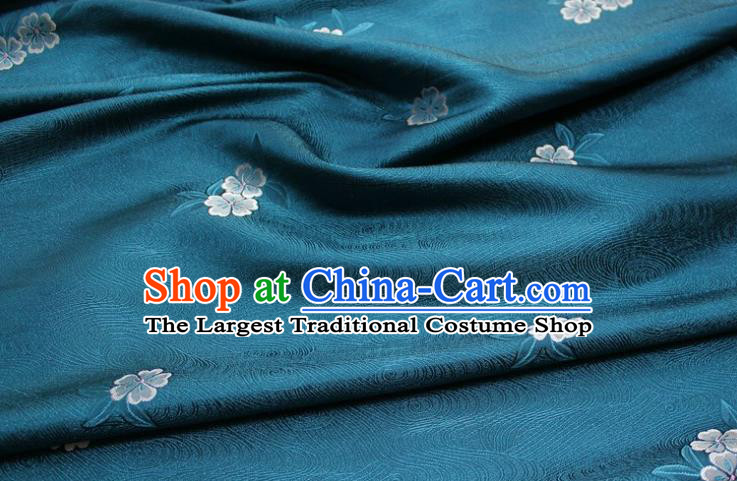 Chinese Classical Blossom Pattern Design Teal Brocade Silk Fabric DIY Satin Damask Asian Traditional Qipao Dress Tapestry Material