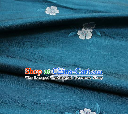 Chinese Classical Blossom Pattern Design Teal Brocade Silk Fabric DIY Satin Damask Asian Traditional Qipao Dress Tapestry Material