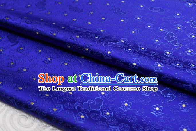 Chinese Classical Cloud Blossom Pattern Design Royalblue Brocade Mongolian Robe Asian Traditional Tapestry Material Silk Fabric DIY Satin Damask