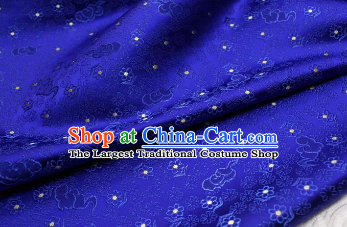 Chinese Classical Cloud Blossom Pattern Design Royalblue Brocade Mongolian Robe Asian Traditional Tapestry Material Silk Fabric DIY Satin Damask