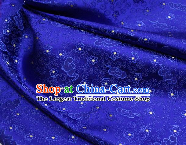 Chinese Classical Cloud Blossom Pattern Design Royalblue Brocade Mongolian Robe Asian Traditional Tapestry Material Silk Fabric DIY Satin Damask