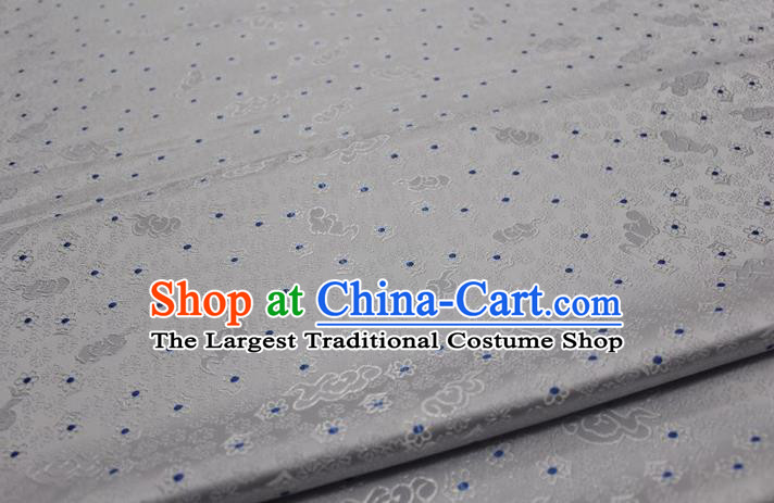 Chinese Classical Cloud Blossom Pattern Design White Brocade Mongolian Robe Asian Traditional Tapestry Material Silk Fabric DIY Satin Damask