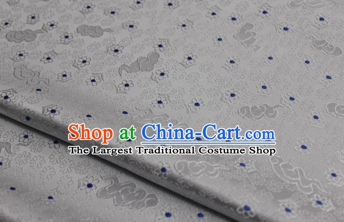 Chinese Classical Cloud Blossom Pattern Design White Brocade Mongolian Robe Asian Traditional Tapestry Material Silk Fabric DIY Satin Damask