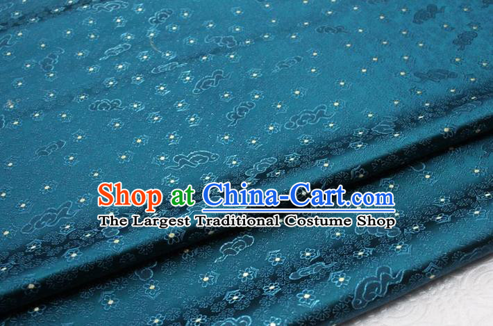 Chinese Classical Cloud Blossom Pattern Design Teal Brocade Mongolian Robe Asian Traditional Tapestry Material Silk Fabric DIY Satin Damask